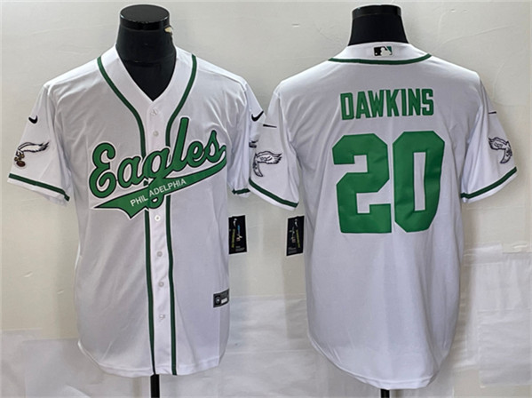 Men's Philadelphia Eagles #20 Brian Dawkins White Cool Base Baseball Stitched Jersey